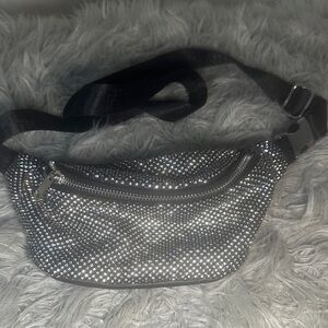 Sparkle Silver Rhinestone Waist Bag - Unbranded